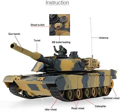 POCO DIVO Abrams M1A2 US Battle Tank RC Airsoft Panzer 1/24 مقياس 2.4Ghz التحكم عن بعد مركبة عسكرية قتالية قتالية بالأشعة تحت الحمراء BB in Kuwait
