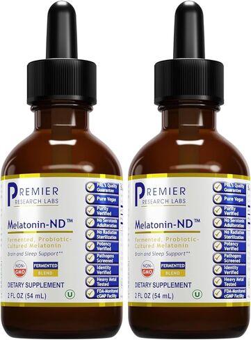 Premier Research Labs Melatonin-ND - Fermented Melatonin - Immunity Supplement - Probiotic-Cultured Melatonin - Liquid Melatonin - Pure Vegan - Organic Ingredients - 2 fl oz - 54 Servings in Kuwait
