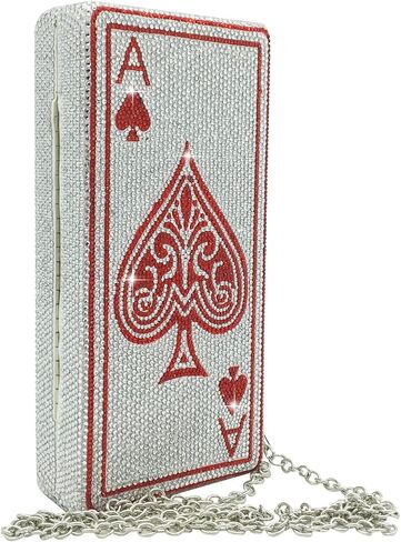 Novelty Poker Card Queen Evening Bags and Clutches for Women Crystal Clutch Bag Rhinestone Handbags Party Purse in Saudi Arabia