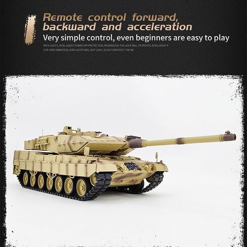 FunXylophy RC Tank for Adults, 1/16 2.4G German Leopard 2A7 Main Battle Tank with Sound and Light, Military Armored Fighting Vehicle in Saudi Arabia