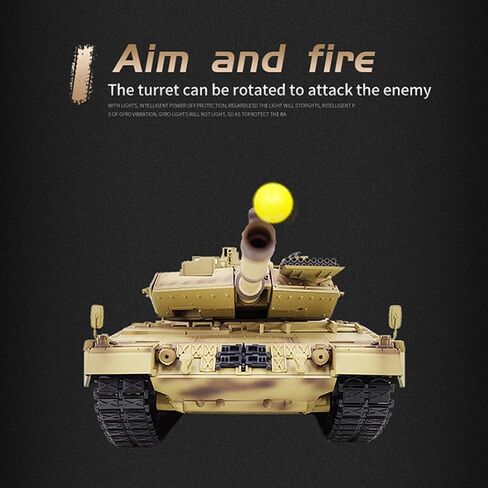 FunXylophy RC Tank for Adults, 1/16 2.4G German Leopard 2A7 Main Battle Tank with Sound and Light, Military Armored Fighting Vehicle in Saudi Arabia