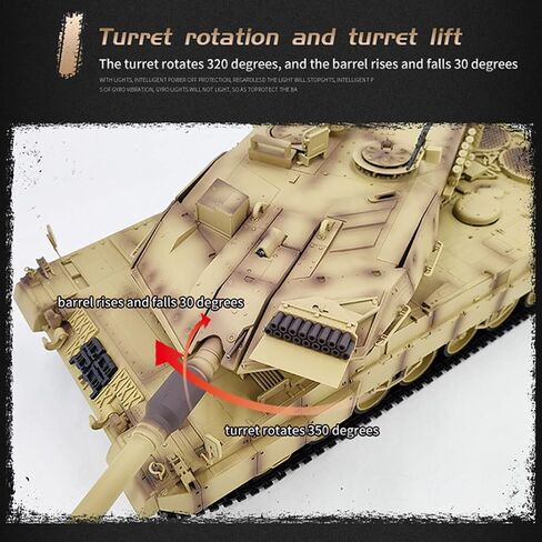 FunXylophy RC Tank for Adults, 1/16 2.4G German Leopard 2A7 Main Battle Tank with Sound and Light, Military Armored Fighting Vehicle in Saudi Arabia