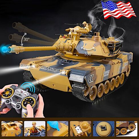 دبابة الجيش الأمريكي M1A2 Abrams، مركبة قتال مدرعة 1/18 RTR RC، طلقة قنبلة مائية Airsoft BB Battle، ارتداد ضوء صوت الدخان، جهاز تحكم بالاهتزاز 2.4 جيجا هرتز، نموذج عسكري حديث مجموعة MBT Panzer in Kuwait