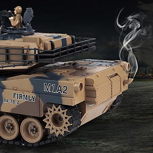 دبابة الجيش الأمريكي M1A2 Abrams، مركبة قتال مدرعة 1/18 RTR RC، طلقة قنبلة مائية Airsoft BB Battle، ارتداد ضوء صوت الدخان، جهاز تحكم بالاهتزاز 2.4 جيجا هرتز، نموذج عسكري حديث مجموعة MBT Panzer in Kuwait