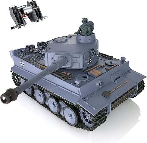 POCO DIVO German Tiger 1 WWII Tank، 1/16 War Panzer RTR RC مركبة مدرعة، Heng Long 3818 S Edition ترقية التروس الفولاذية، Airsoft BB Battle Infrared IR Combat، صوت دخان خفيف ارتداد نموذج عسكري in Kuwait