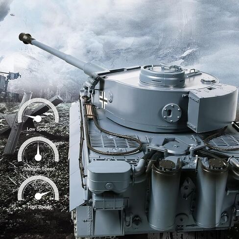 POCO DIVO German Tiger 1 WWII Tank، 1/16 War Panzer RTR RC مركبة مدرعة، Heng Long 3818 S Edition ترقية التروس الفولاذية، Airsoft BB Battle Infrared IR Combat، صوت دخان خفيف ارتداد نموذج عسكري in Kuwait
