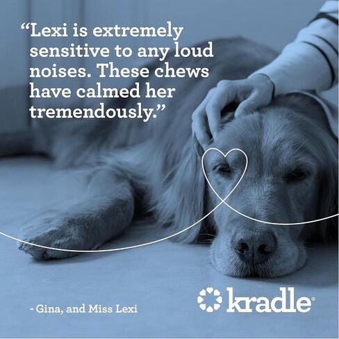مضغ كرادل اليومي المهدئ، دعم تخفيف التوتر للكلاب (75 مضغ ناعم) | نكهة الدجاج | يساعد على التهدئة من قلق الانفصال والرعد والألعاب النارية وركوب السيارات | لجميع سلالات الكلاب وأحجامها in Kuwait