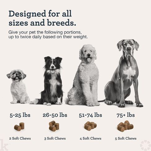 مضغ كرادل اليومي المهدئ، دعم تخفيف التوتر للكلاب (75 مضغ ناعم) | نكهة الدجاج | يساعد على التهدئة من قلق الانفصال والرعد والألعاب النارية وركوب السيارات | لجميع سلالات الكلاب وأحجامها in Kuwait