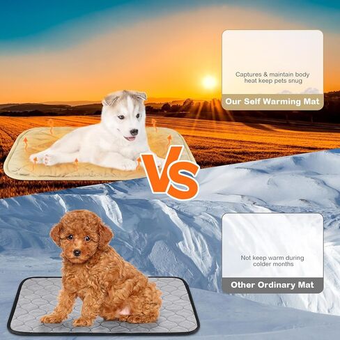 2 Pack Self Heating Cat Mat Self Warming Pet Pads Washable Self Heating Kennel Mat Dog Crate Pad Reflects Body Heat Non Skid Cat Thermal Pads for Puppy Cat Indoor Outdoor (Beige, 16 x 20 Inch) in Kuwait