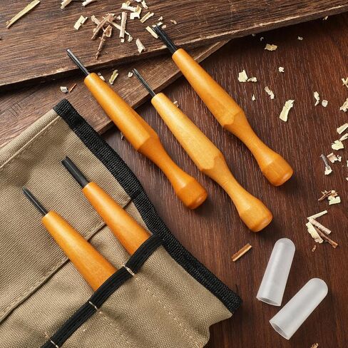 WILLBOND 5 Pcs Linocut Carving Tools Set - Triangular Linoleum & Wood Carving Knife Chisel V Shaped Tools for Linocut Printmaking & Woodcarving (1.5mm, 2mm, 3mm, 4mm, 5mm) in Saudi Arabia