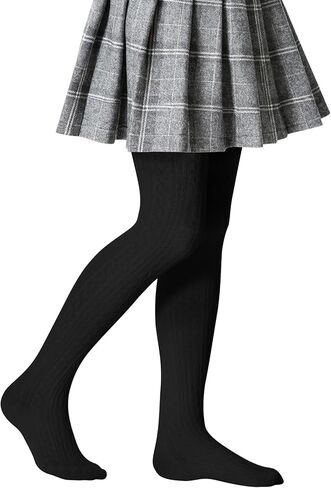 Zando Thick Girls Tights 6-12 Years Cable Knit Girls Leggings Winter Tights for Girls Toddler Tights 1/4/5 Pack in Saudi Arabia