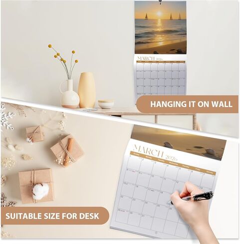 تقويم حائط 2026، تقويم الشواطئ لمدة 12 شهرًا 2026 (يناير-ديسمبر)، مفتوح 30.48 سم × 60.96 سم، مخطط المناظر الطبيعية للتنظيم والتخطيط، اللوازم المكتبية والمدرسية والمنزلية، يمكن تقديمه كهدية in Kuwait