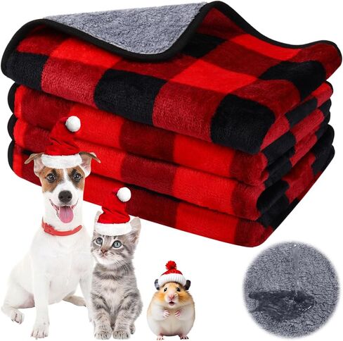 4 Pcs Waterproof Guinea Pig Blankets Washable Small Animal Fleece Bedding Absorbent Guinea Pig Cage Liners Reusable Pet Pee Pad Sleep Mat Pad Cover for Hamster Ferret (Paw Print,24 x 16 Inch) in Saudi Arabia