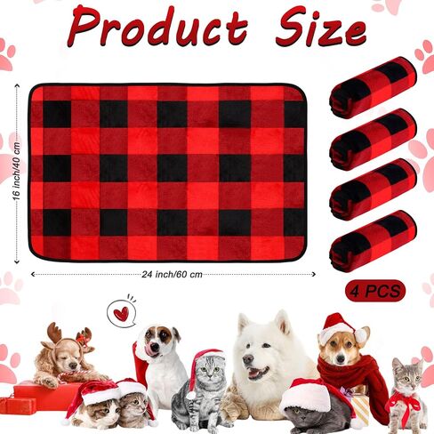 4 Pcs Waterproof Guinea Pig Blankets Washable Small Animal Fleece Bedding Absorbent Guinea Pig Cage Liners Reusable Pet Pee Pad Sleep Mat Pad Cover for Hamster Ferret (Paw Print,24 x 16 Inch) in Saudi Arabia