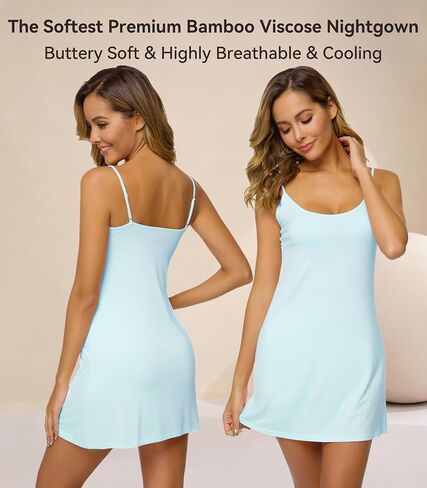 WiWi Slip Dress for Women Viscose from Bamboo Spaghetti Strap Lingerie Sexy Nightgowns Plus Size Sleep Chemise S-4X in Kuwait