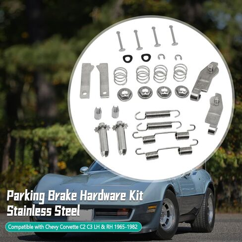 Parking Brake Hardware Kit Compatible with Chevy Corvette C2 C3 LH & RH 1965-1982, Stainless Steel Parking Brake Component Spring Tools in Saudi Arabia