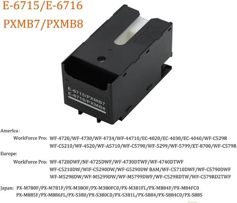 استبدال T6715 T6716 صندوق صيانة الحبر للقوى العاملة برو WF-3820 WF-4820 EC-4020 WF-4830 WF-4720 WF-4834 WF-4734 WF-4730 WF-4740 ET-8700 EC-4030 WF-M5799 WF-C5710 طابعة WF-M5299 WF-C5290 in Kuwait