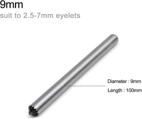 Flowering Cracking Punch Tool Rod for 1-16mm Diameter Eyelets Grommet Ring Air Hole Semi Half Rivet Install DIY 45# Steel(9mm) in Saudi Arabia