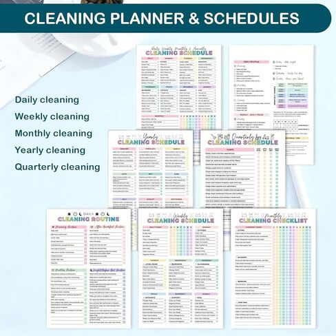 مخطط تنظيف ADHD للبالغين، جدول التنظيف وقائمة المراجعة منظم يومي/أسبوعي/شهري للتنظيف المنزلي ودفتر مخطط المهام مع أجهزة تعقب للمهام المنزلية in Kuwait