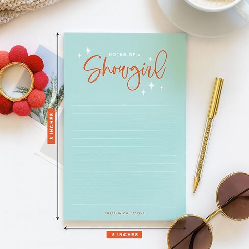 ThreeKin From the Desk of a Showgirl To-Do Planner - مفكرة يومية قابلة للتمزيق (50 ورقة، 5 × 8 بوصة) لتحقيق أقصى قدر من الإنتاجية - للعمل والمدرسة والمنزل - علامة تجارية مملوكة للنساء في الولايات المتحدة الأمريكية in Saudi Arabia