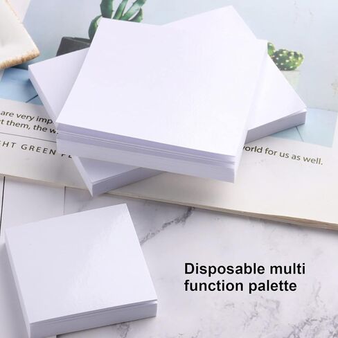 Disposable Nail Art Palette Makeup Mixing Paper Stainless Steel Sticker Large Size 3 x 3.9 Inch 50 Pieces for Nail Art Beauty Salon Manicure in Kuwait