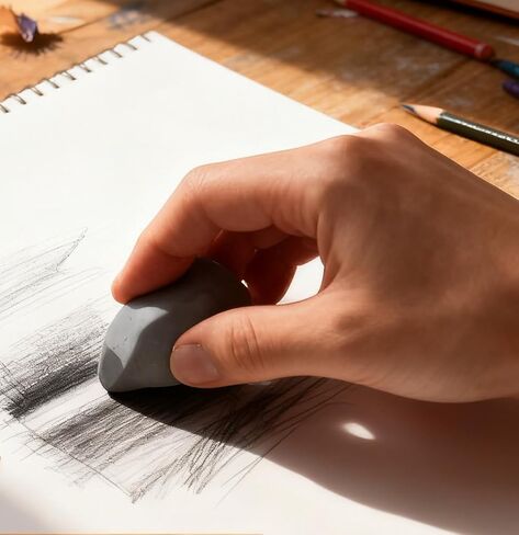 Kneadable Eraser for Artists,Soft Moldable, Absorbent Kneaded Eraser, Perfect for Sketching, Drawing, Charcoal, Graphite, Art Blending, Non-Toxic, Reusable,1 Pack, Grey, with Storage Case in Kuwait