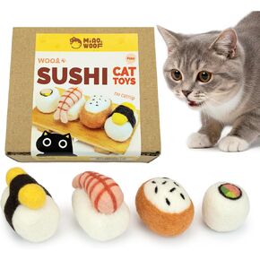 Woolbuddy Cat Toy - Cat Sushi Toy, 8pcs, Wool Cat Toy for Boredom & Stimulating, Cute Interactive Cat Toys for Indoor Cats, Self Play Cat Kitten Toys, Cat Chew Toy, Cat Enrichment Without Catnip in Kuwait