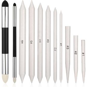 11 Pack Blending Stumps for Drawing, Oil Pastel Blending Tools Blendings Sponge Pens and Sandpaper Pencil Reusable Washable Pencil Blender Sticks for Student Artists Charcoal Graphite Drawing in Kuwait