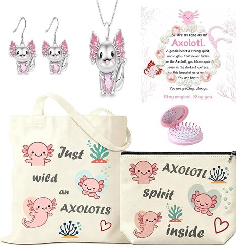 هدايا axolotl للفتيات، مجموعة هدايا axolotl اللطيفة لمحبي axolotl للأطفال والابنة والحفيدة وابنة الأخ وعيد الميلاد وهدايا التخرج باللون الوردي in Kuwait
