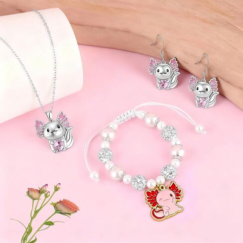 هدايا axolotl للفتيات، مجموعة هدايا axolotl اللطيفة لمحبي axolotl للأطفال والابنة والحفيدة وابنة الأخ وعيد الميلاد وهدايا التخرج باللون الوردي in Kuwait