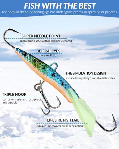 THKFISH Ice Fishing Lures Ice Fishing Jigs Ice Fishing Gear Hard Fishing Lures and Jigs Walleye Ice Fishing Kit Crappie Panfish Pike Jigs,14/26/40PCS in Saudi Arabia