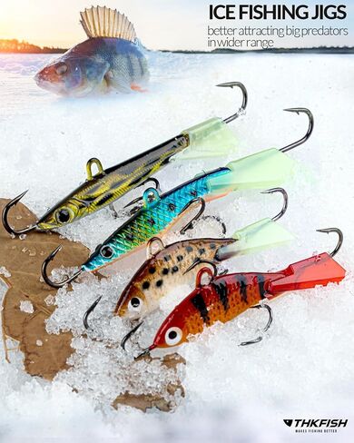 THKFISH Ice Fishing Lures Ice Fishing Jigs Ice Fishing Gear Hard Fishing Lures and Jigs Walleye Ice Fishing Kit Crappie Panfish Pike Jigs,14/26/40PCS in Saudi Arabia