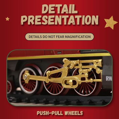Vintage Christmas Electric Train Model with Steam, Lights & Realistic Sounds, Alloy Electric Steam Locomotive Train Model with Carriage and Long Track, for Adults & Teens in Saudi Arabia