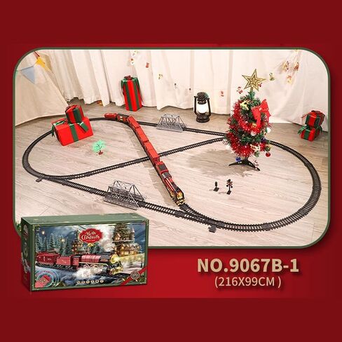 Vintage Christmas Electric Train Model with Steam, Lights & Realistic Sounds, Alloy Electric Steam Locomotive Train Model with Carriage and Long Track, for Adults & Teens in Saudi Arabia