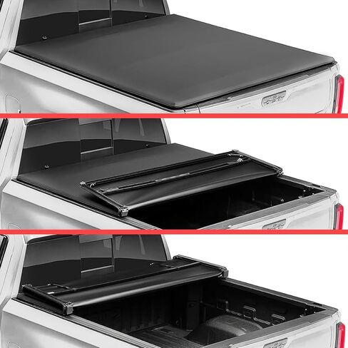 غطاء تونيو لسرير الشاحنة الصلب ثلاثي الطي متوافق مع Honda Ridgeline 2017-2026 Fleetside (ليس للجانب الجانبي) سرير بطول 5 أقدام من الألياف الزجاجية المقوى بالبوليمر، مقاوم للماء، ومضاد للسرقة in Kuwait