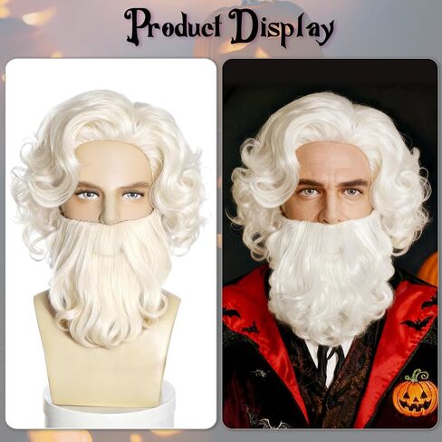Man Costume Wig Realistic Shaggy Old Man Wig with Detachable Wizard Beard Brown in Saudi Arabia