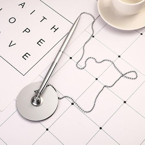 قطعتان من أقلام التوقيع المعدنية المقاومة للاهتراء مع سلسلة، أقلام توقيع لسطح المكتب بحبر جل أسود وفضي للاستخدام في المكاتب والفنادق in Saudi Arabia