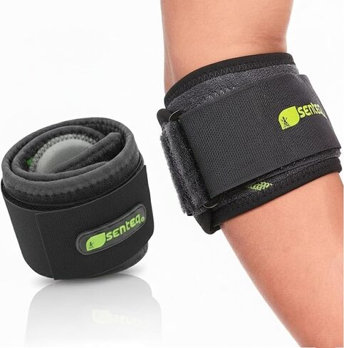 دعامة مرفق التنس من سينتيك، دعامة الكوع لالتهاب الأوتار ومرفق التنس مع لفافات من النيوبرين، حزام أشرطة الكوع المريح للاعبي الجولف، دعامة مرفق التنس قابلة للتعديل للرجال والنساء (أسود، عبوة من قطعتين) in Kuwait