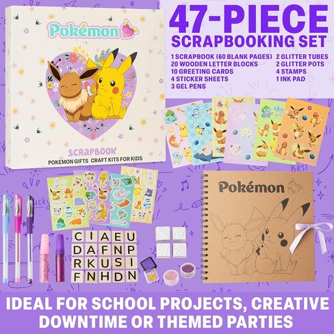 Pokemon Scrapbook Craft Kit for Kids, All-in-One Set with Gel Pens, Glitter, Sticker Sheets, Scrapbook Supplies, Art Supplies, Gifts for Kids in Saudi Arabia