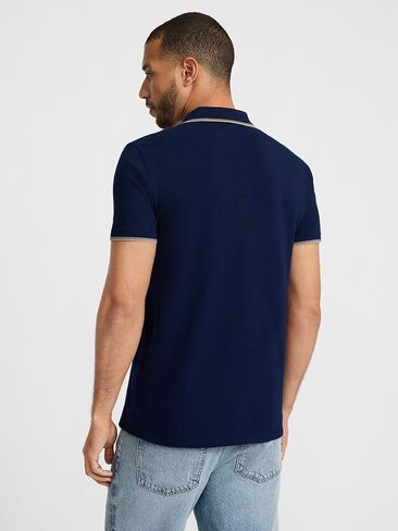 EXPRESS Men's Luxe Pique Polo – Tipped Johnny Collar, Elevated Casual Style in Saudi Arabia