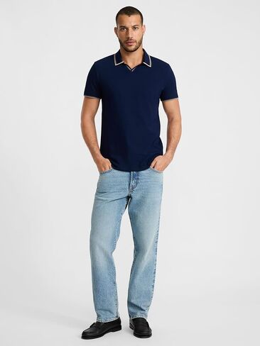 EXPRESS Men's Luxe Pique Polo – Tipped Johnny Collar, Elevated Casual Style in Saudi Arabia
