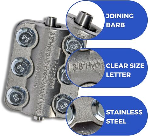Hydraulic Hose Repair, Clamp Only for Fast Hose Repair, Durable Hose Repair Fittings, Hose Connector Repair, High Pressure Hose Clamps, Hose Patch Clamp - 3/8" in Saudi Arabia