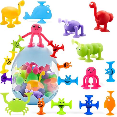 Suction Cup Toy for Baby Age 3, Suction Toys 40PCS Kids Bath Toys Ages 4-8 | Toddler Window Shower Bathtub Building Toys, Montessori Sensory Stress Release Birthday Xmas Gifts for 6-8 Years Old Boy Girl in Saudi Arabia