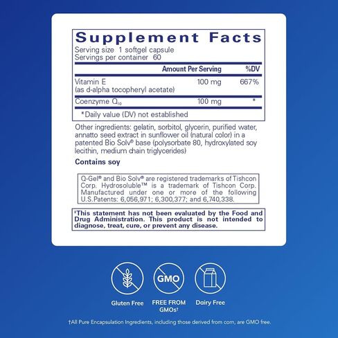 Pure Encapsulations Q-Gel 100 (Hydrosoluble CoQ10) | CoQ10 with Vitamin E to Enhance Solubility | 60 Softgel Capsules in Saudi Arabia