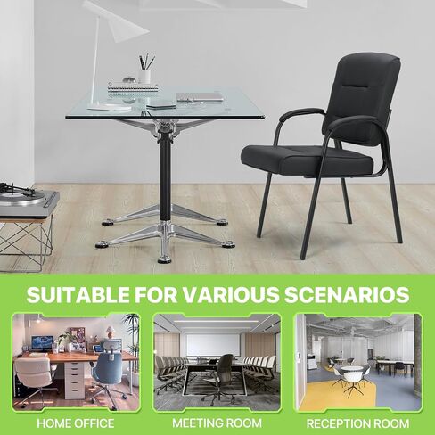 Magshion Waiting Room Office Reception Chairs, PU Leather Guest Chair No Wheels with Padded Arm Rest for Conference, Office, Home, Black, 330 Lbs Capacity, 2 Pack in Kuwait