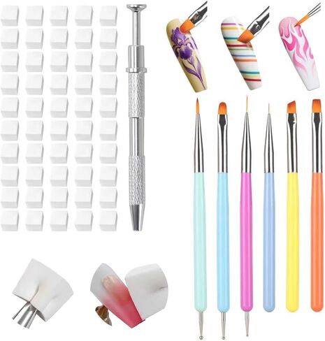 100Pcs Soft Sponges for Ombre Painting Gel with Grabber, Professional Accessories for Ombre Gradient Painting Nail Gel Kit, Manicure DIY Tools (100PCS Sponges & Grabber) in Saudi Arabia