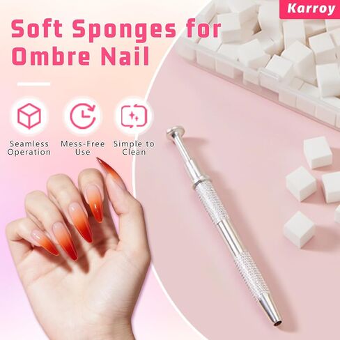 100Pcs Soft Sponges for Ombre Painting Gel with Grabber, Professional Accessories for Ombre Gradient Painting Nail Gel Kit, Manicure DIY Tools (100PCS Sponges & Grabber) in Saudi Arabia