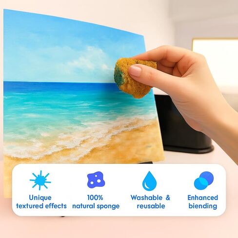Natural Sea & Synthetic Sponges - Assorted Sizes 12pc Value Pack for Crafts & Artists: Great for Painting, Hobbies, Art, Effects, Ceramics, Clay, Pottery (12) in Saudi Arabia