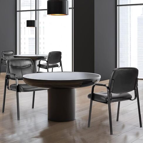 NEWBULIG Waiting Room Chair Set of 2, Leather Stationary Office Guest Reception Chairs No Wheel,Comfy Padded Arms,for Conference Room Lobby Side breakroom in Saudi Arabia