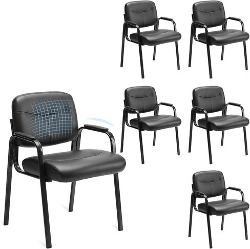 NEWBULIG Waiting Room Chair Set of 2, Leather Stationary Office Guest Reception Chairs No Wheel,Comfy Padded Arms,for Conference Room Lobby Side breakroom in Saudi Arabia